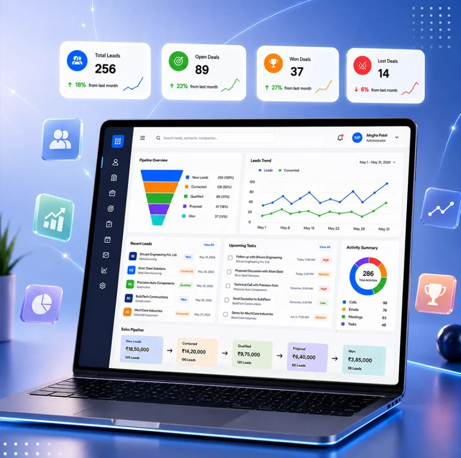 Akhilam CRM Mockup By Flyingbees