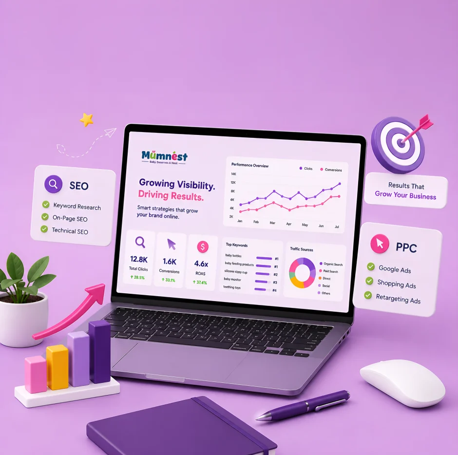 mumnest SEO - PPC Mockup by flyingbees
